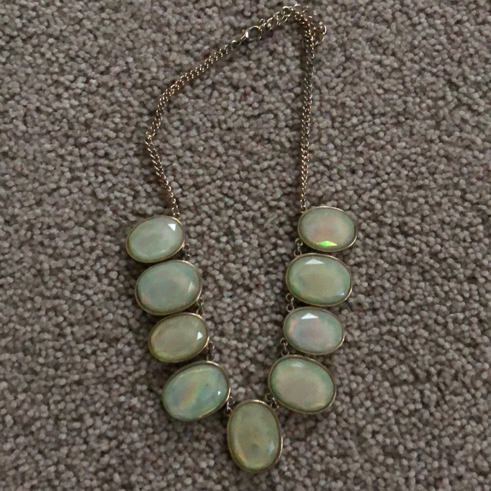 Metallic green oval necklace